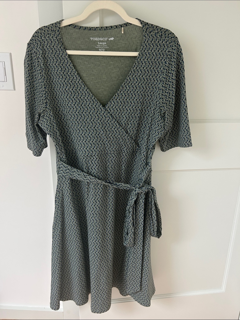 Toad&Co Olive Green Geometric Wrap Dress